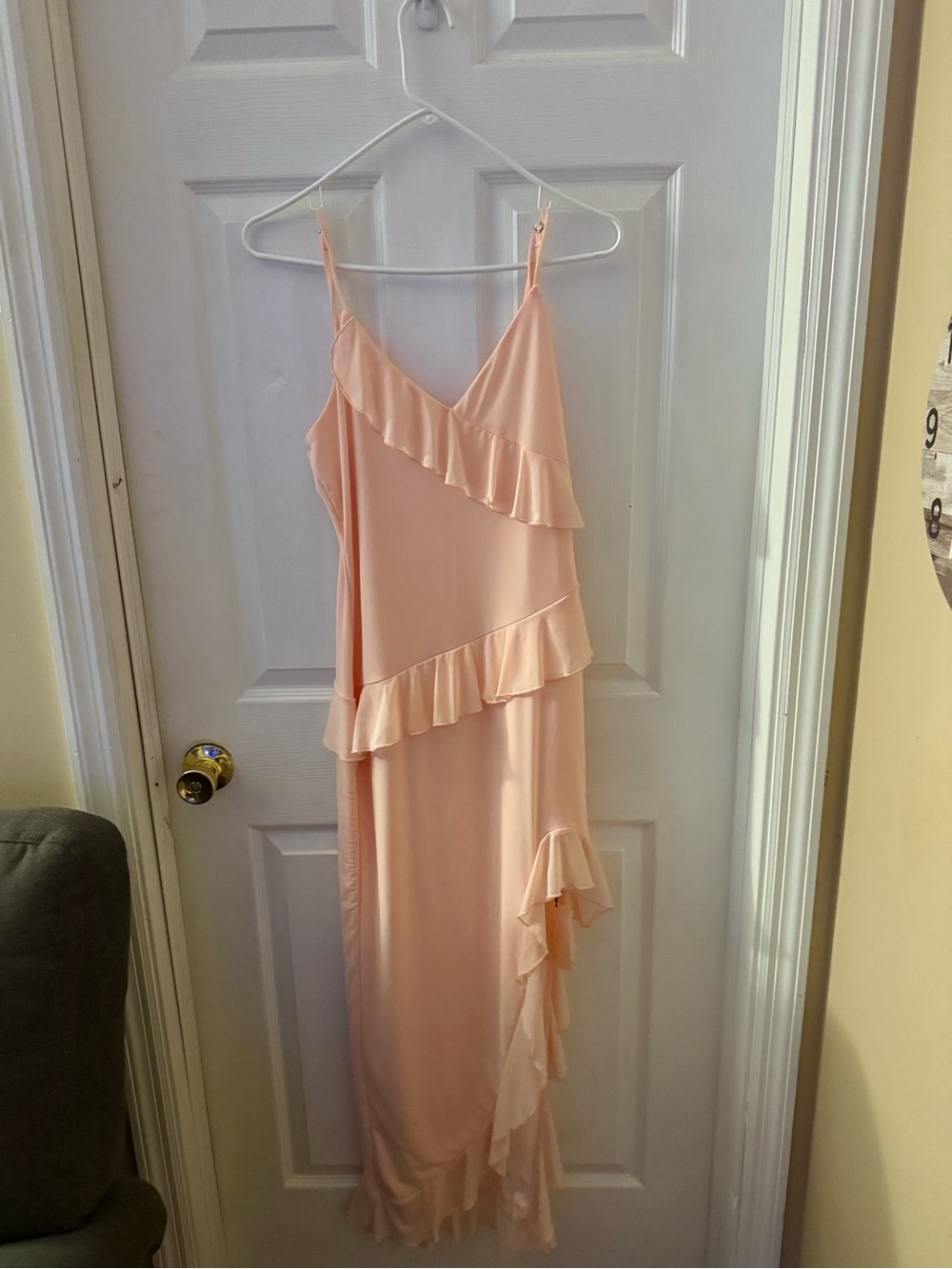 Sleeveless Ruffle Slip Dress in baby pink